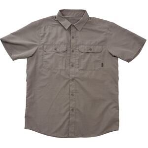 Mountain Hardwear Mens Medium Gray Short Sleeve Button Up Mesh Lined Pockets